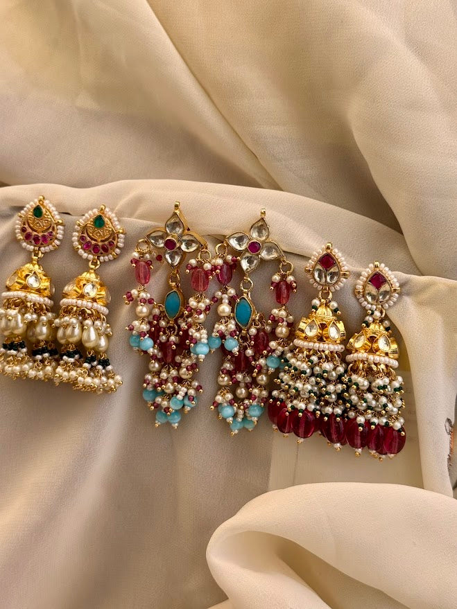 Albeli Pearl Kundan Jhumkas