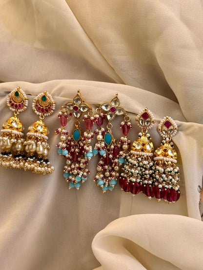 Albeli Pearl Kundan Jhumkas