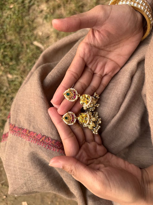 Albeli Pearl Kundan Jhumkas