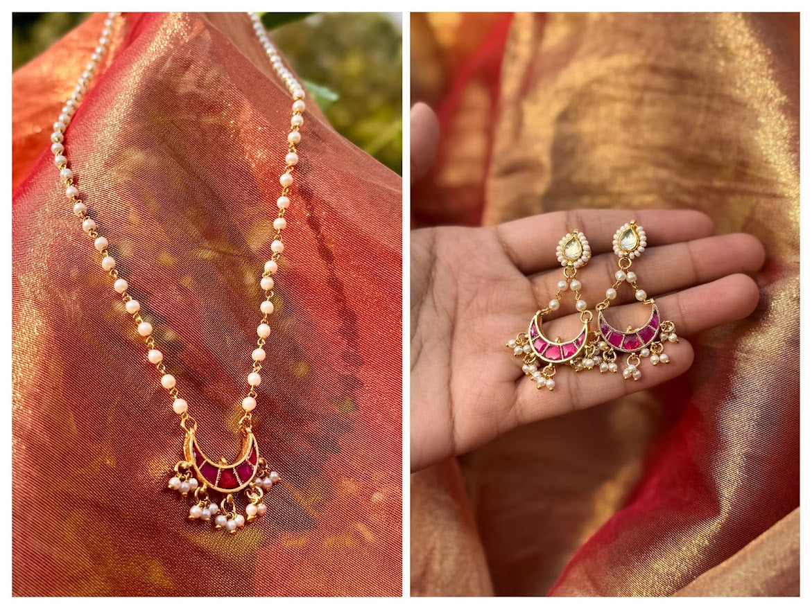Laal Chandresh Pendant & Earring set