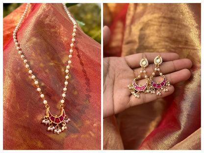 Laal Chandresh Pendant & Earring set