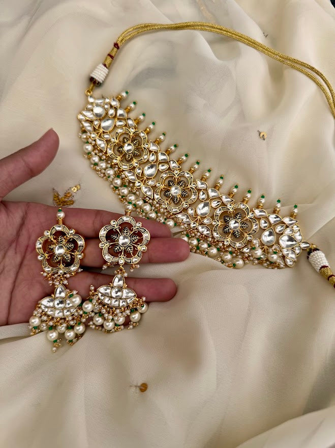 Shehnaaz Kundan Choker and Earring Set
