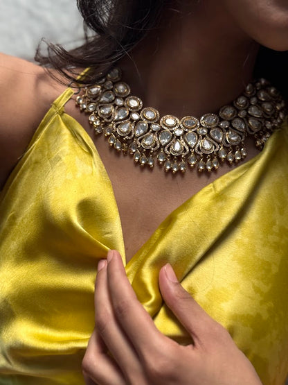 Jwala Moissanite Kundan Necklace and Earring Set
