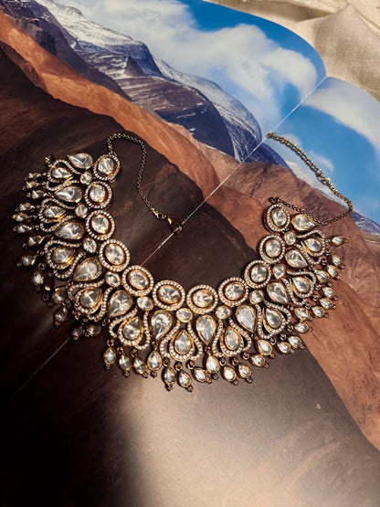 Jwala Moissanite Kundan Necklace and Earring Set
